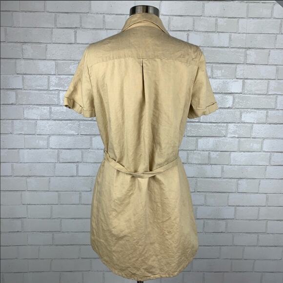 L'ACADEMIE REVOLVE Khaki Tan Cream Safari Lace-Up Short Sleeve Tie Dress Small - Picture 6 of 8
